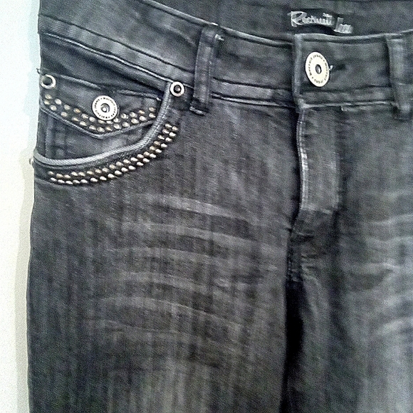 RECRUIT Black Wash Distressed  Jeans with Stud detailing - Picture 3 of 12